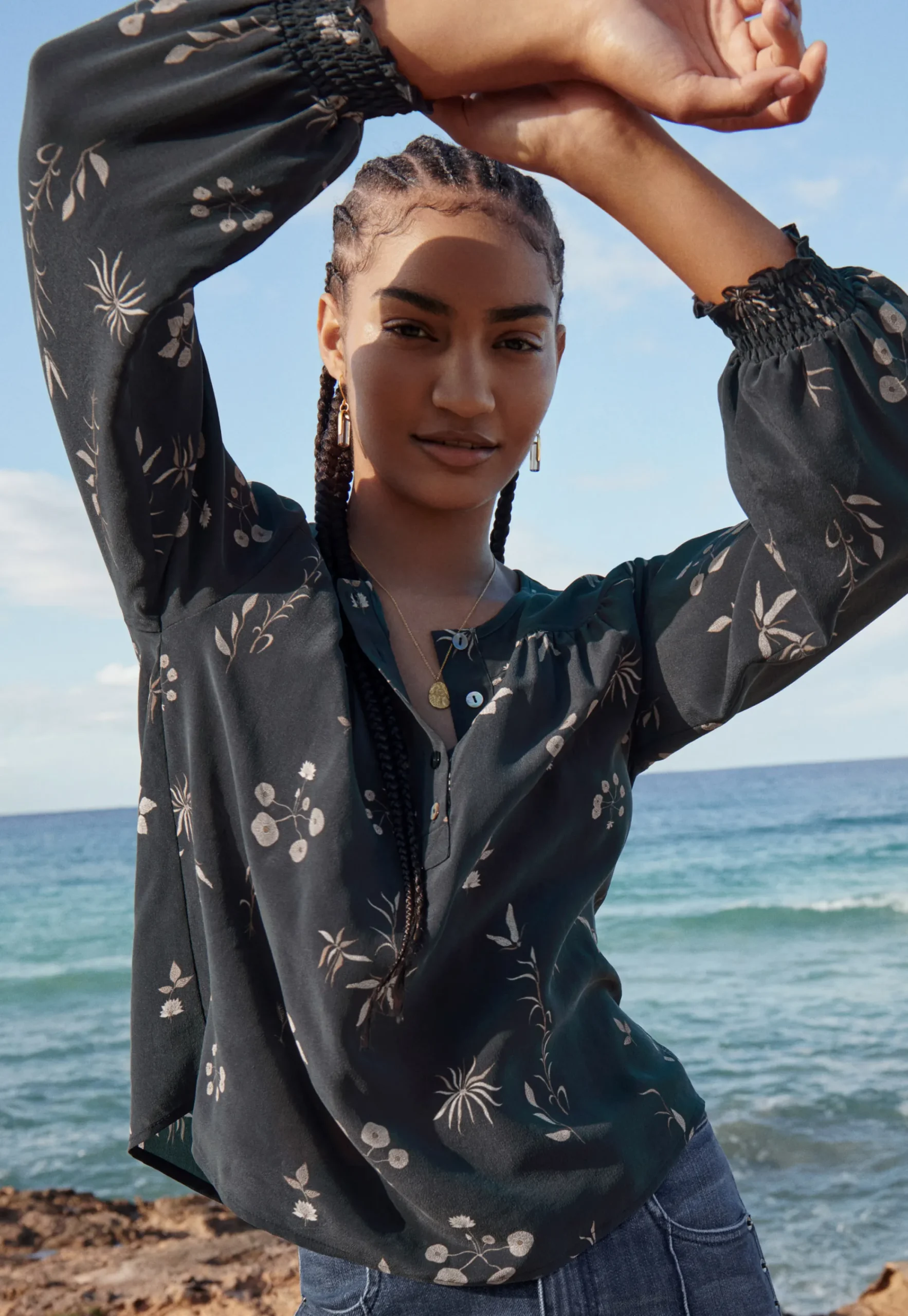 Half-Placket Printed Blouse*Wrap London Clearance