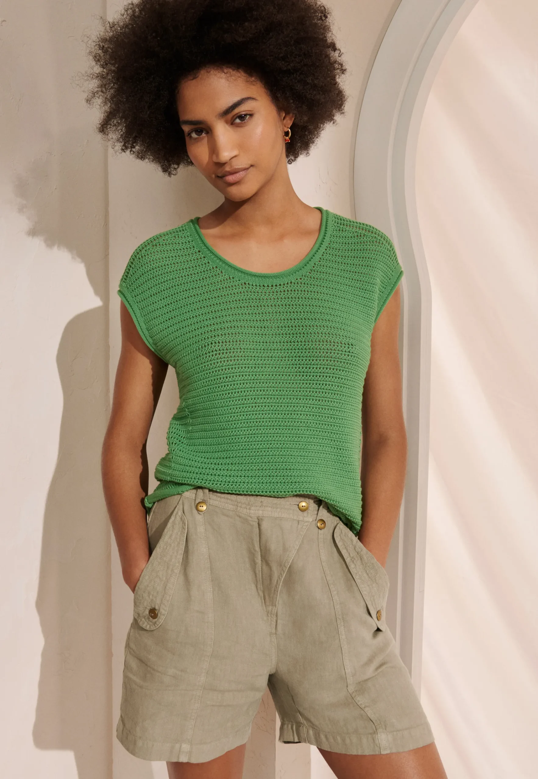 Knitted Mesh-Stitch Top*Wrap London Clearance