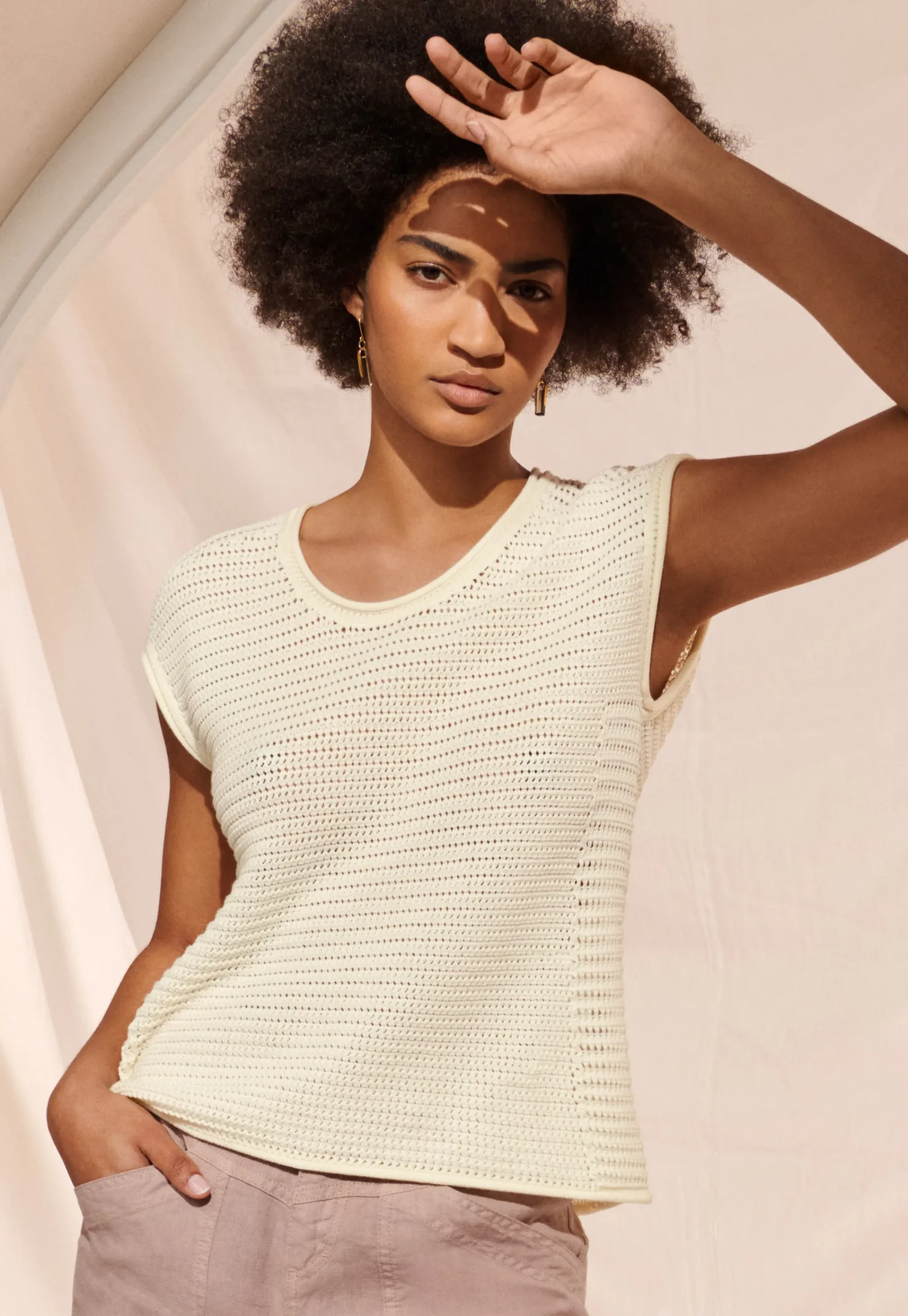 Knitted Mesh-Stitch Top*Wrap London Hot