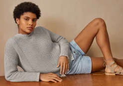 Moss-Stitch Sweater*Wrap London Hot
