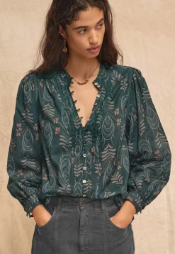 Printed Pleat Detail Blouse*Wrap London Clearance