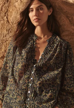 Printed Pleat-Detail Blouse*Wrap London Shop