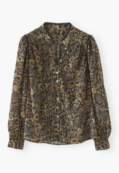 Printed Pleat-Detail Blouse*Wrap London Shop