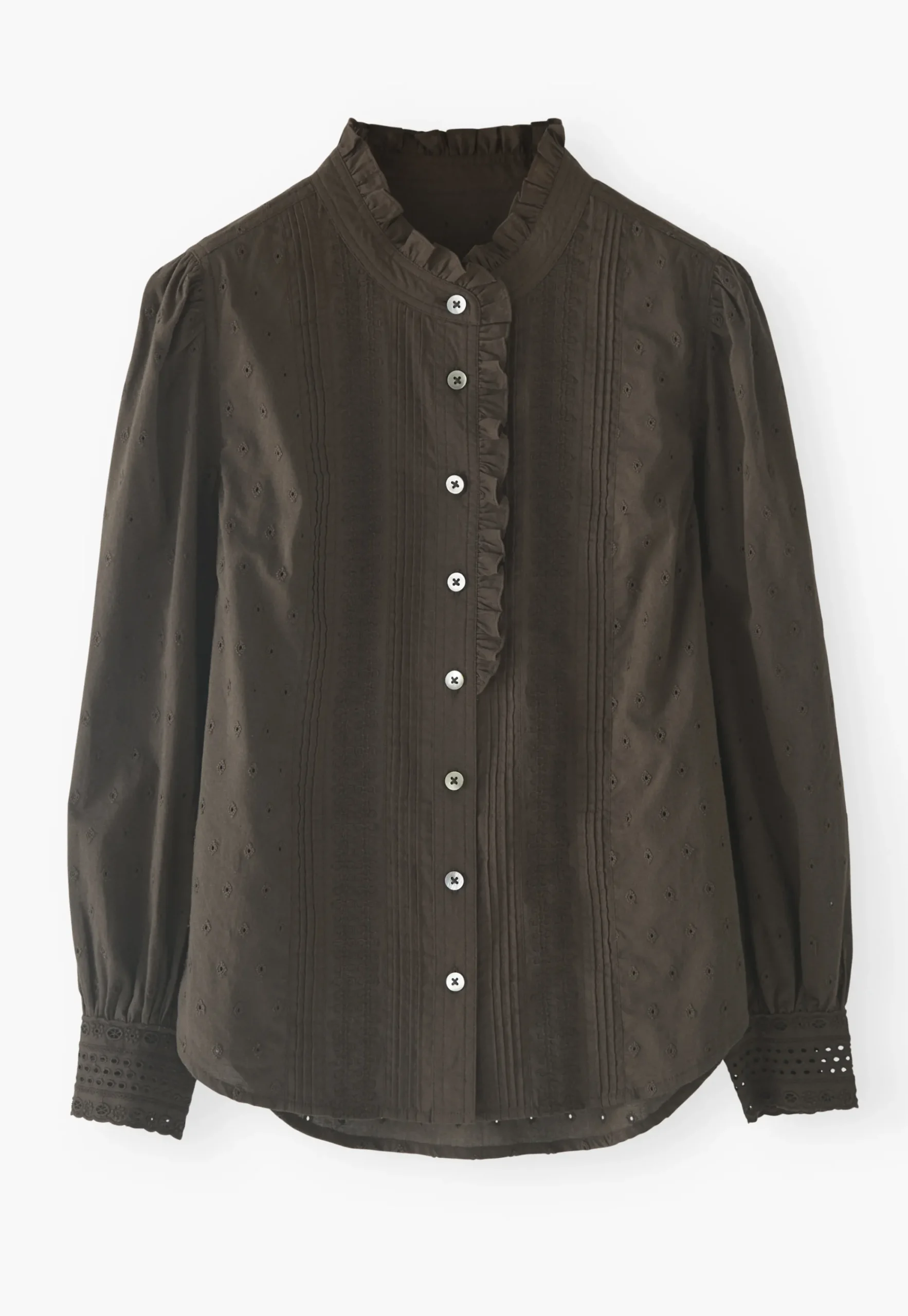 Ruffle-Neck Broderie Blouse*Wrap London Cheap