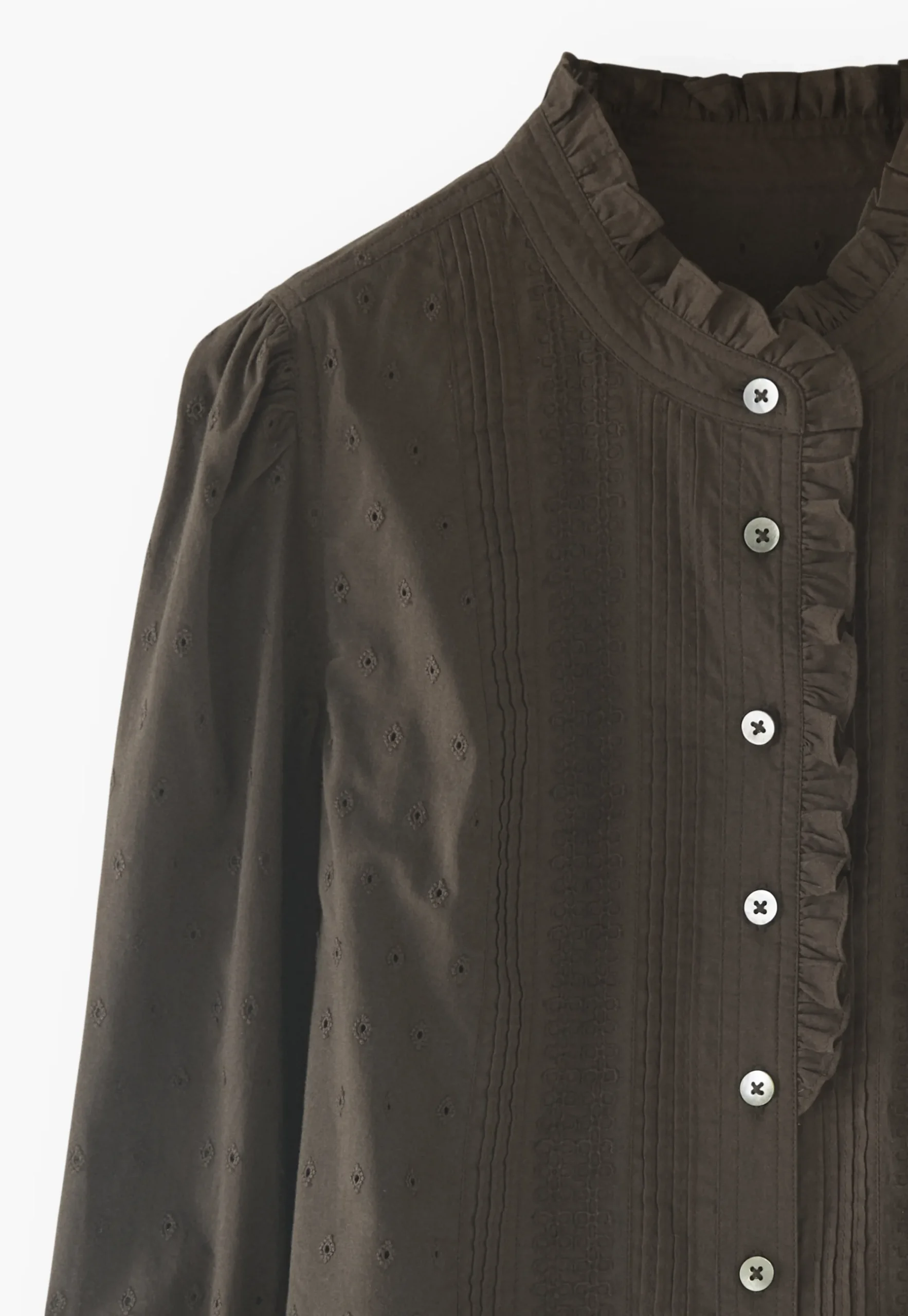 Ruffle-Neck Broderie Blouse*Wrap London Cheap