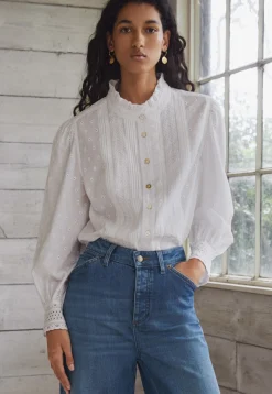 Ruffle-Neck Broderie Blouse*Wrap London Store