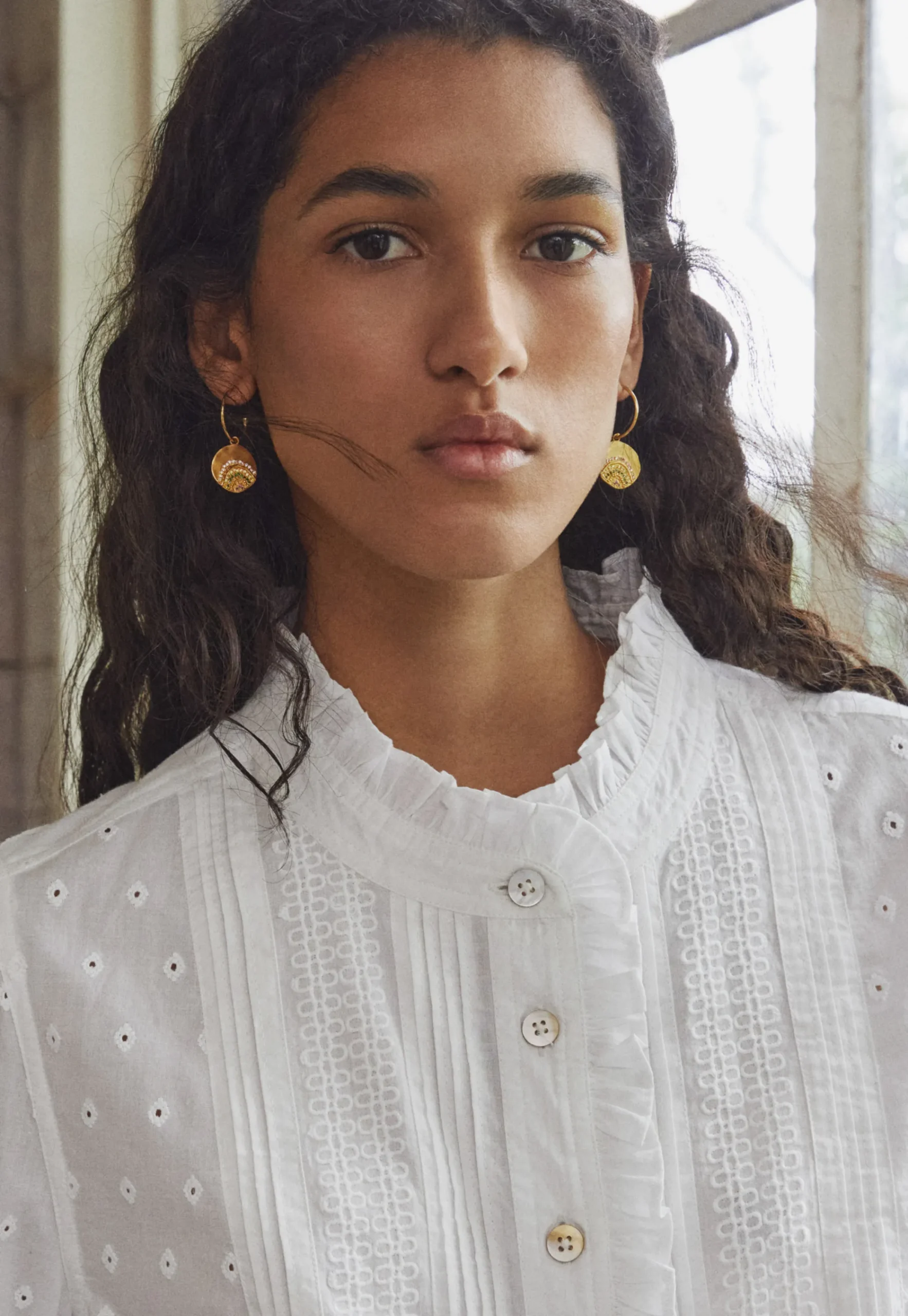Ruffle-Neck Broderie Blouse*Wrap London Store