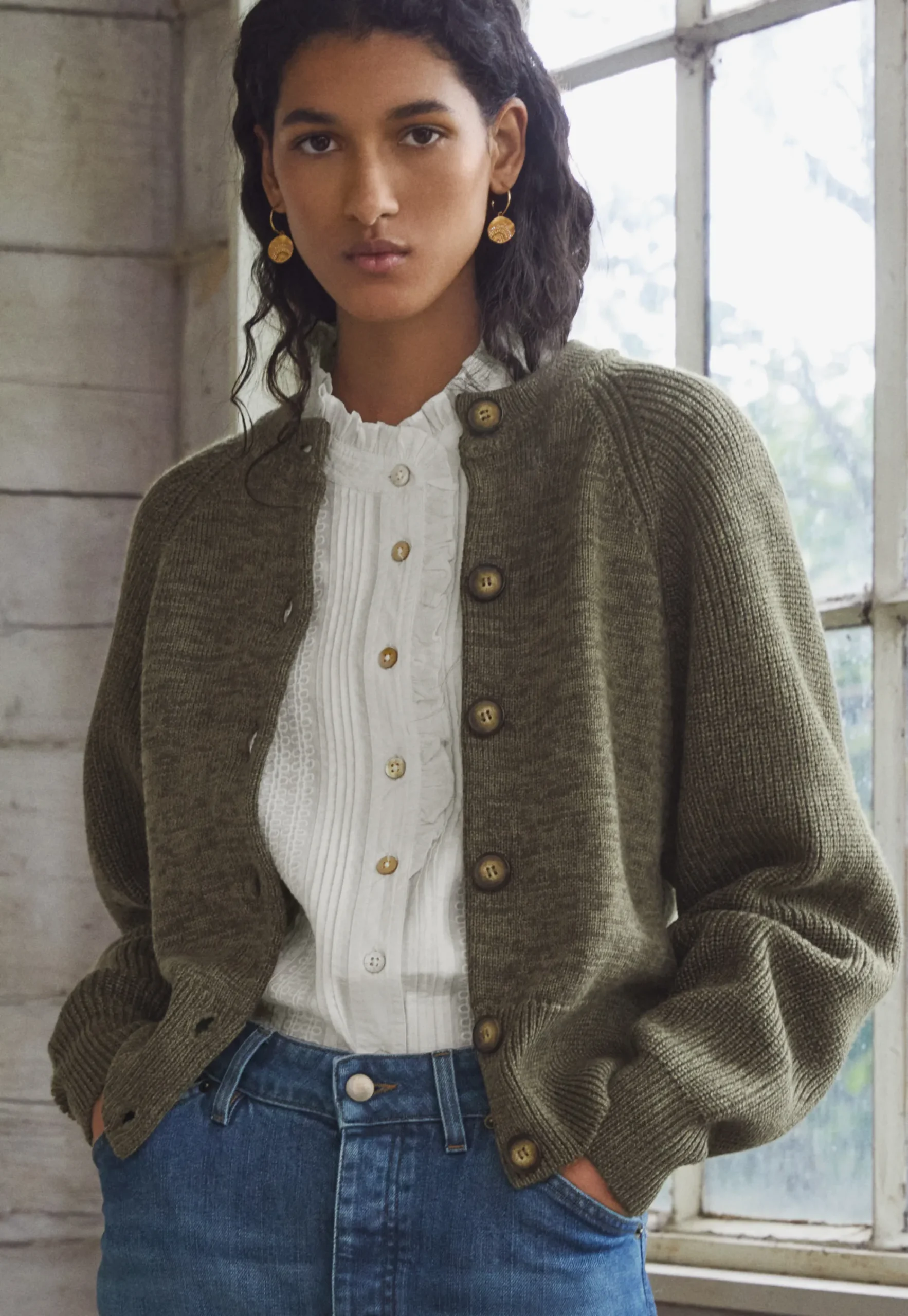 Ruffle-Neck Broderie Blouse*Wrap London Store