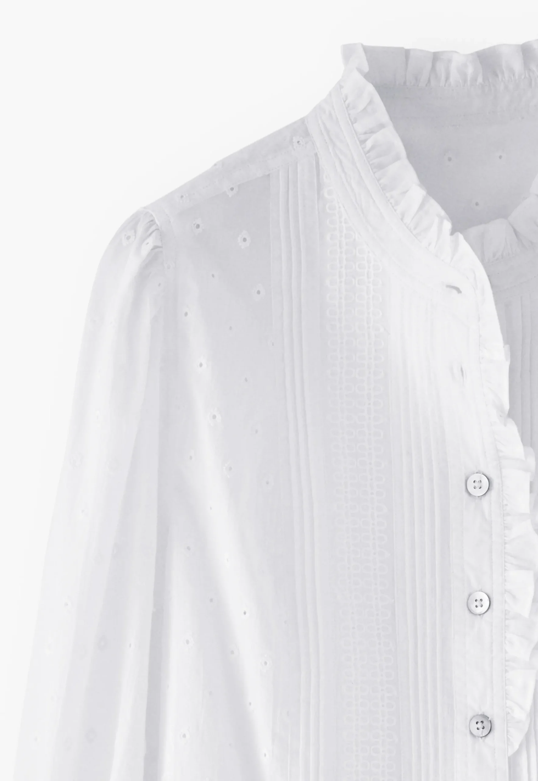 Ruffle-Neck Broderie Blouse*Wrap London Store