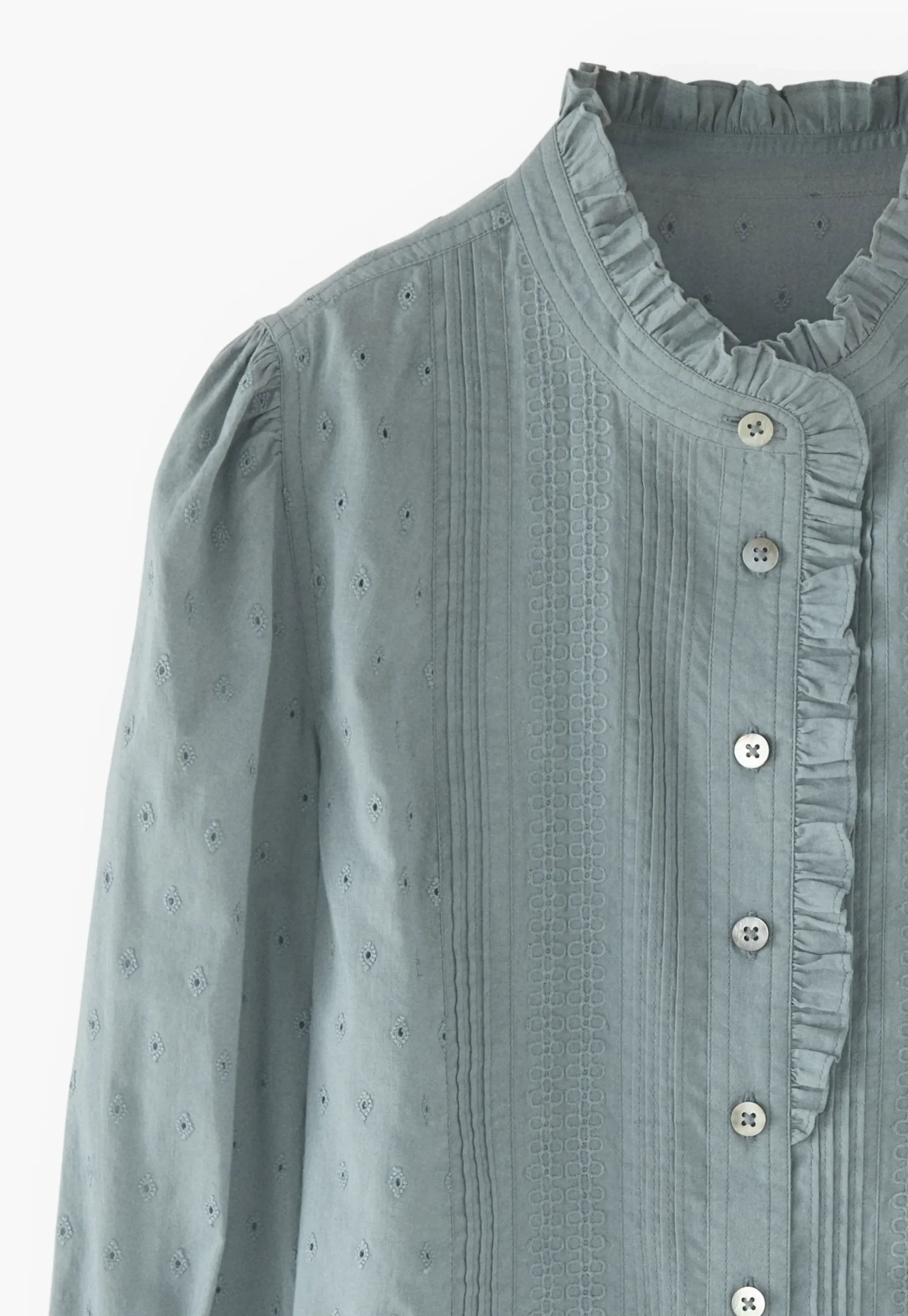 Ruffle-Neck Broderie Blouse*Wrap London Cheap
