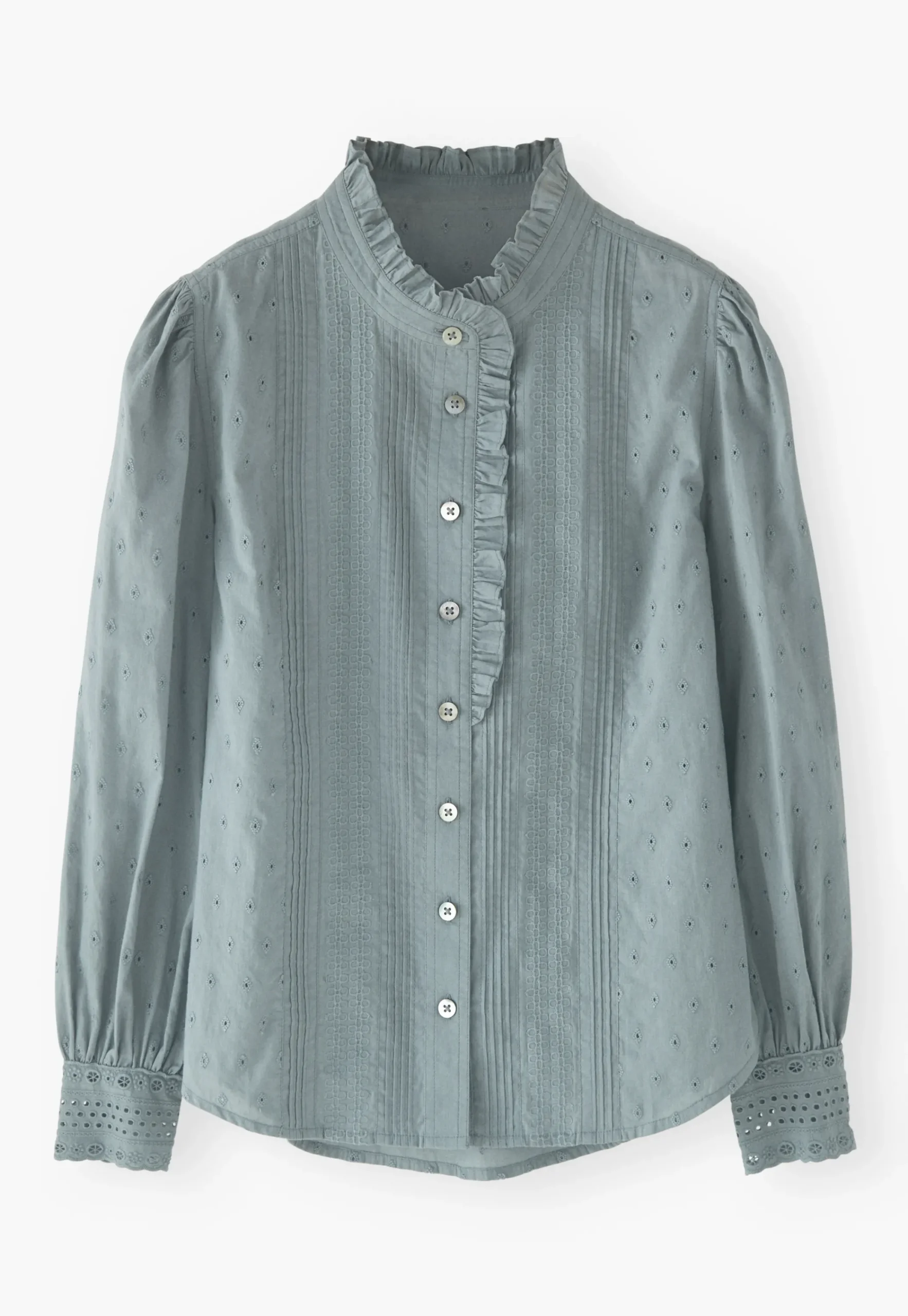 Ruffle-Neck Broderie Blouse*Wrap London Cheap