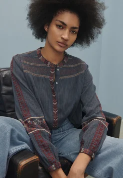 Striped Embroidered Blouse*Wrap London Best Sale