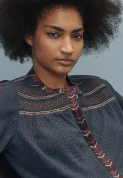Striped Embroidered Blouse*Wrap London Best Sale
