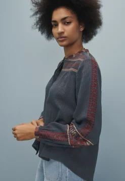 Striped Embroidered Blouse*Wrap London Best Sale
