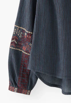 Striped Embroidered Blouse*Wrap London Best Sale