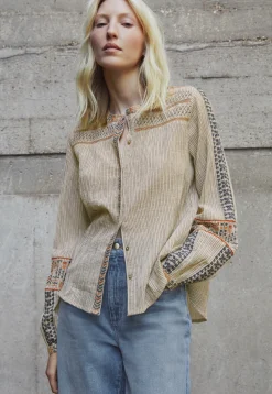 Striped Embroidered Blouse*Wrap London Cheap
