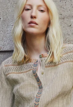 Striped Embroidered Blouse*Wrap London Cheap