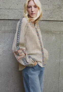 Striped Embroidered Blouse*Wrap London Cheap
