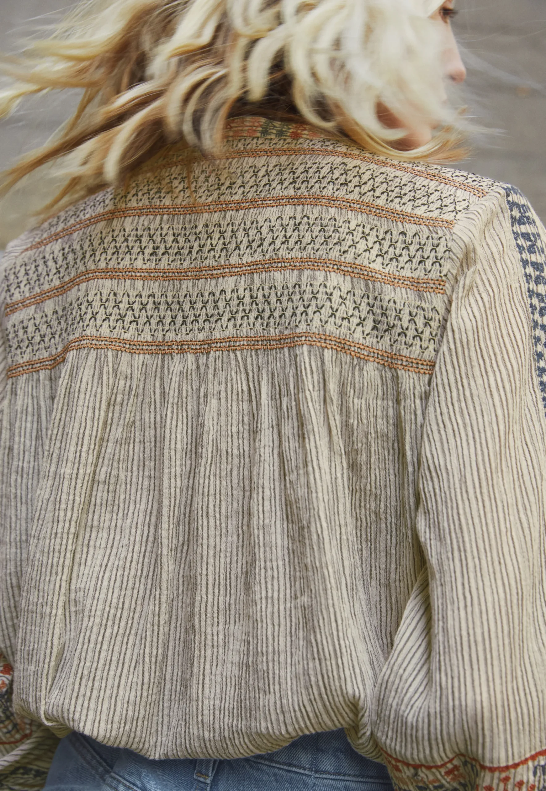 Striped Embroidered Blouse*Wrap London Cheap