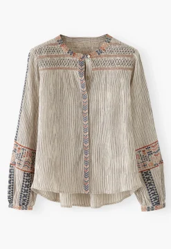 Striped Embroidered Blouse*Wrap London Cheap