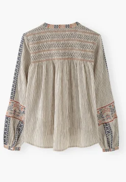 Striped Embroidered Blouse*Wrap London Cheap