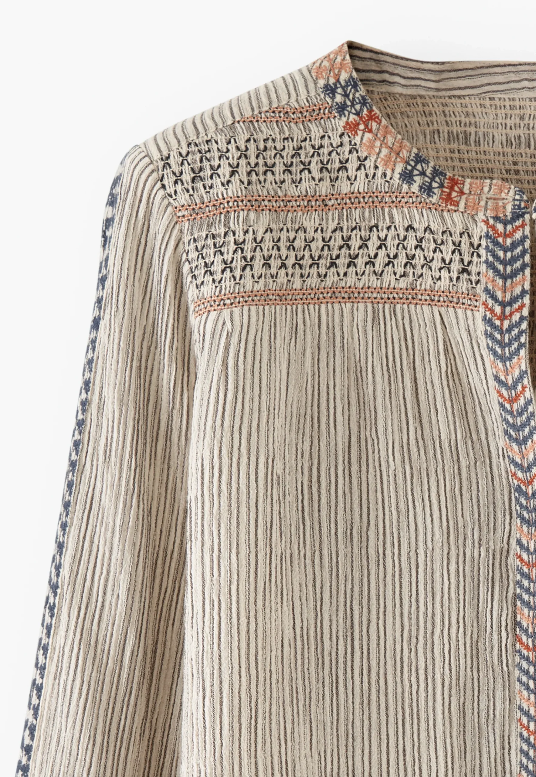 Striped Embroidered Blouse*Wrap London Cheap