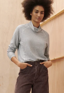 Striped Funnel-Neck Top*Wrap London Best Sale
