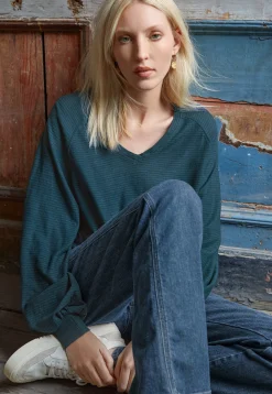 Striped V-Neck Top*Wrap London Outlet
